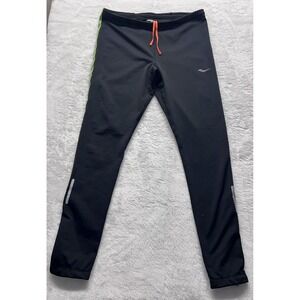 Saucony Running Tight Mens XXL Black Nylon Stretch Run Warm Drawstring Ankle Zip